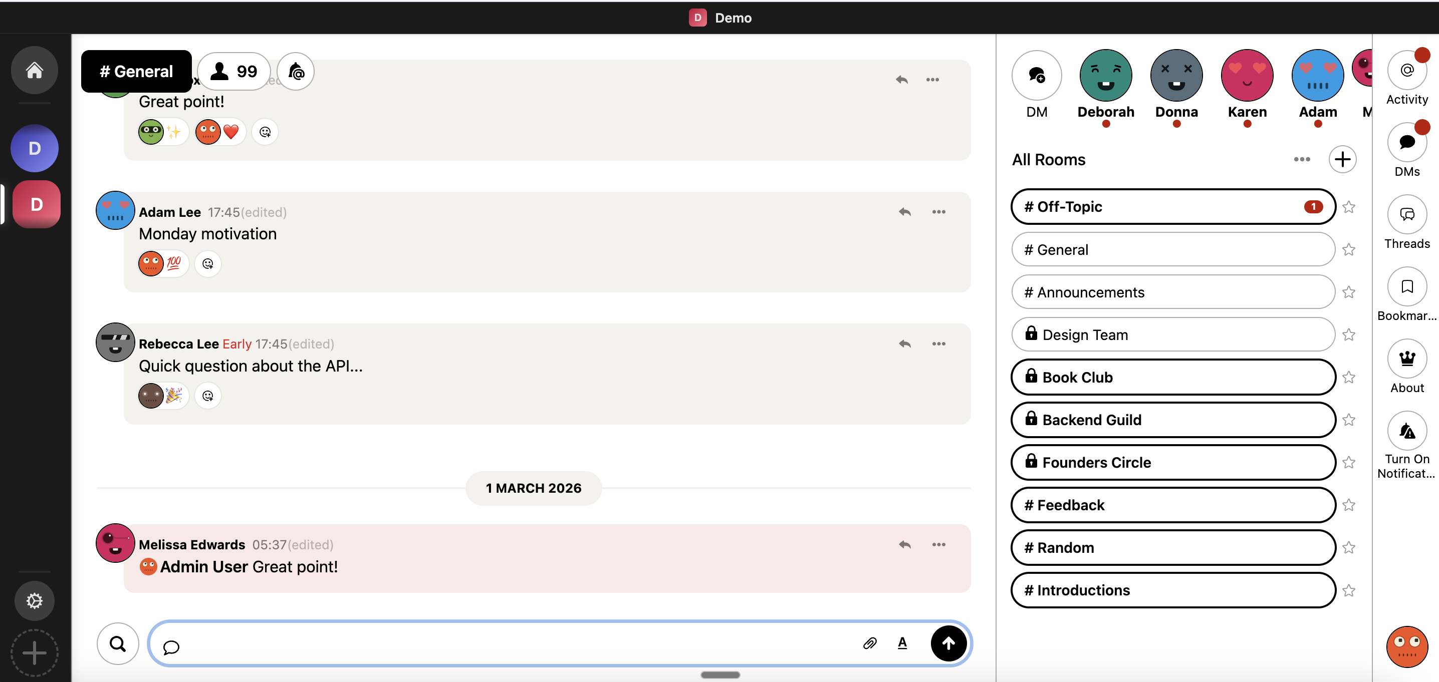 Sabha app — rooms, threads, and community chat